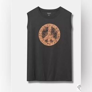 Torrid Black Tank with floral peace sign heritage tank